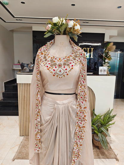 Fawn Resham Drape Skirt Set