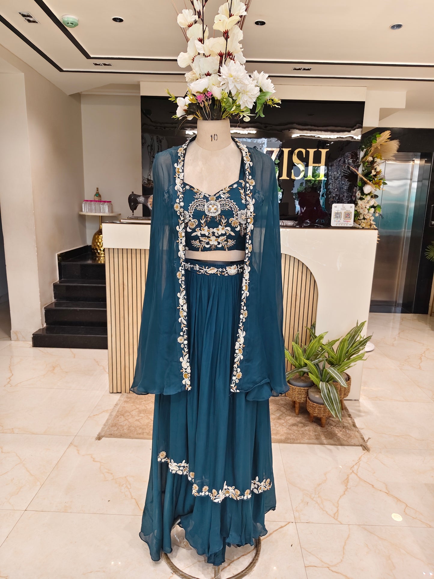 Navy Blue Handworked Indo-Western Palazzo Set