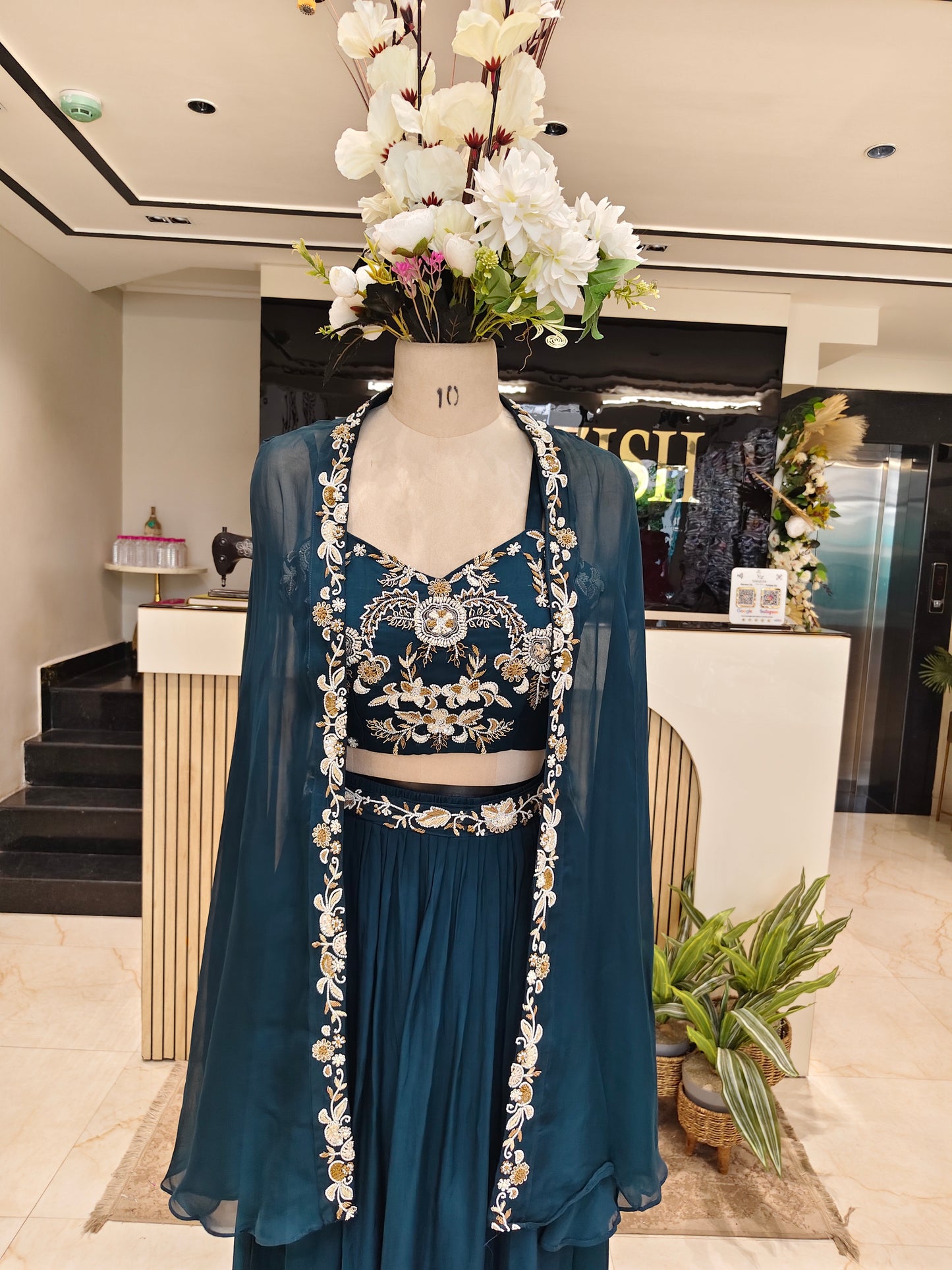 Navy Blue Handworked Indo-Western Palazzo Set