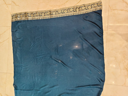 Teal Blue Silk Woven Saree