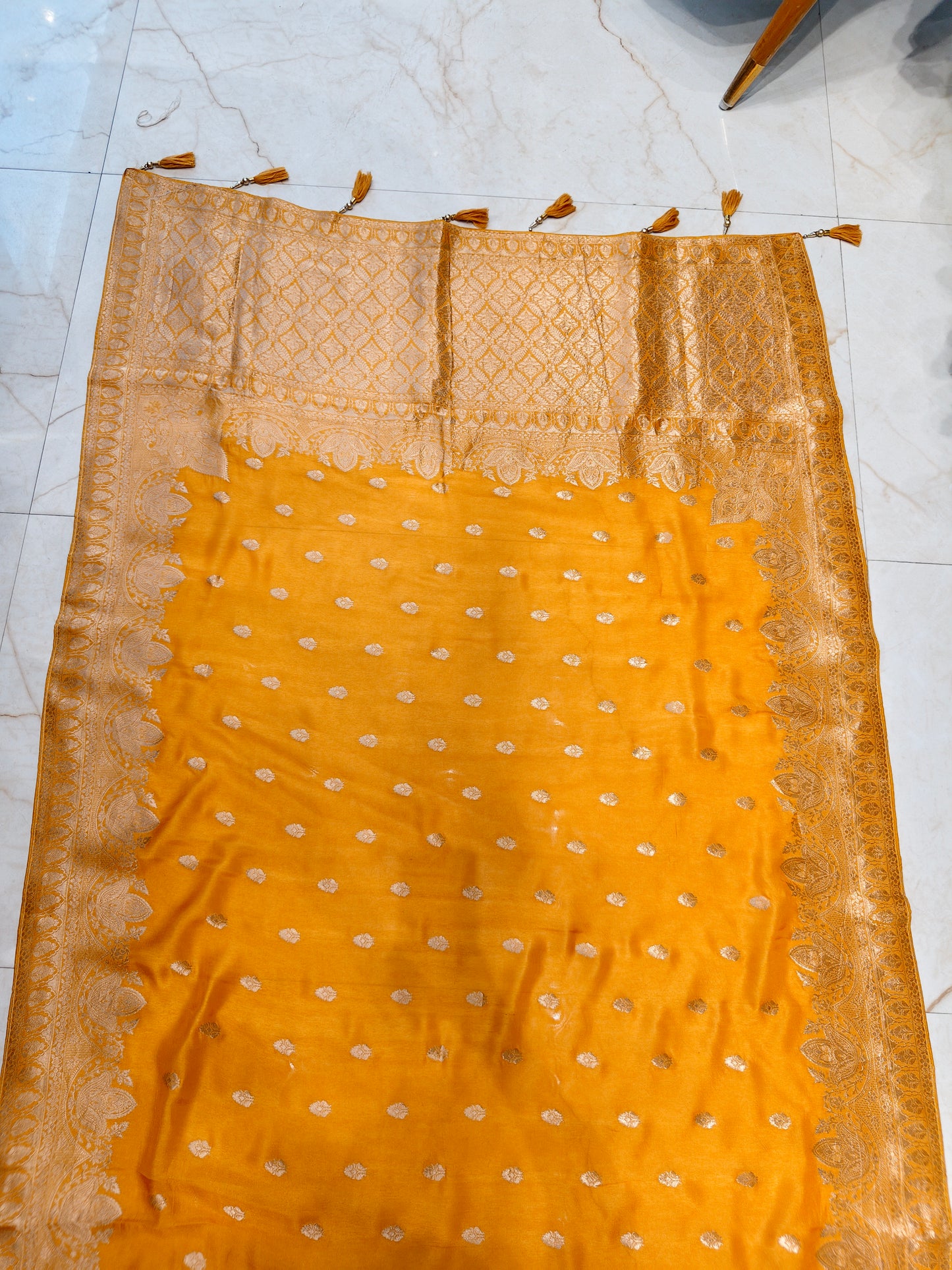 Mustard Silk Woven Saree
