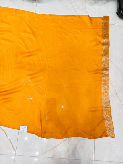 Mustard Silk Woven Saree