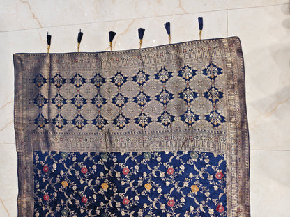 Navy Blue Zari & Meena Work Saree
