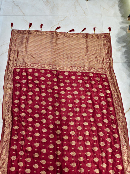 Maroon Silk Woven Saree