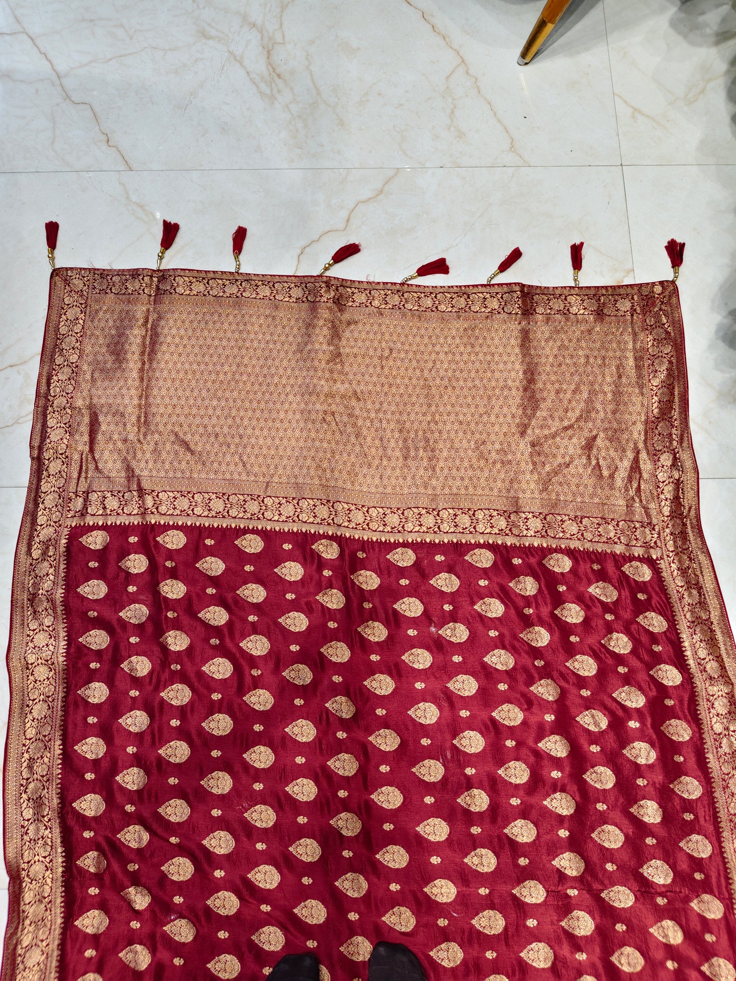 Maroon Silk Woven Saree