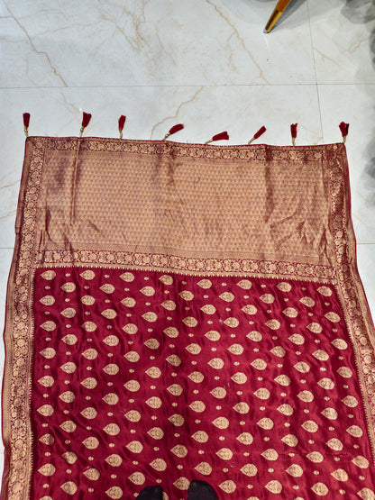 Maroon Silk Woven Saree