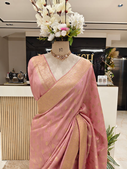 Pink Silk Woven Saree