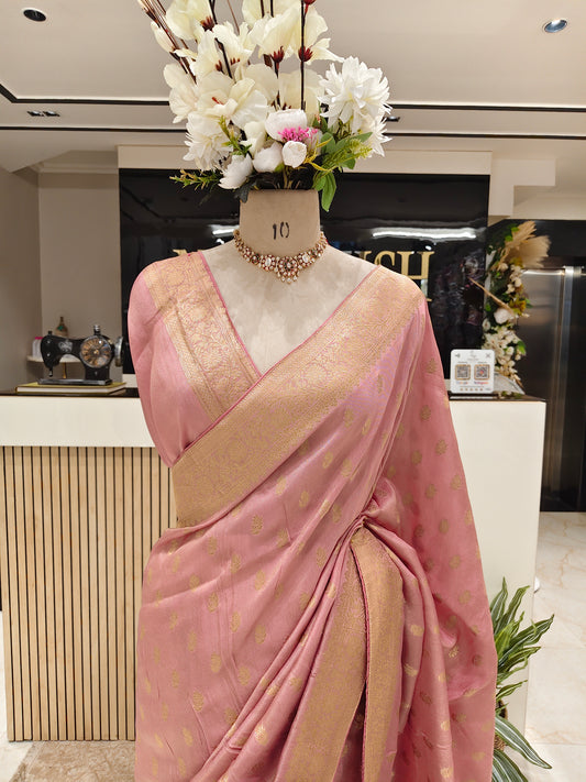 Pink Silk Woven Saree
