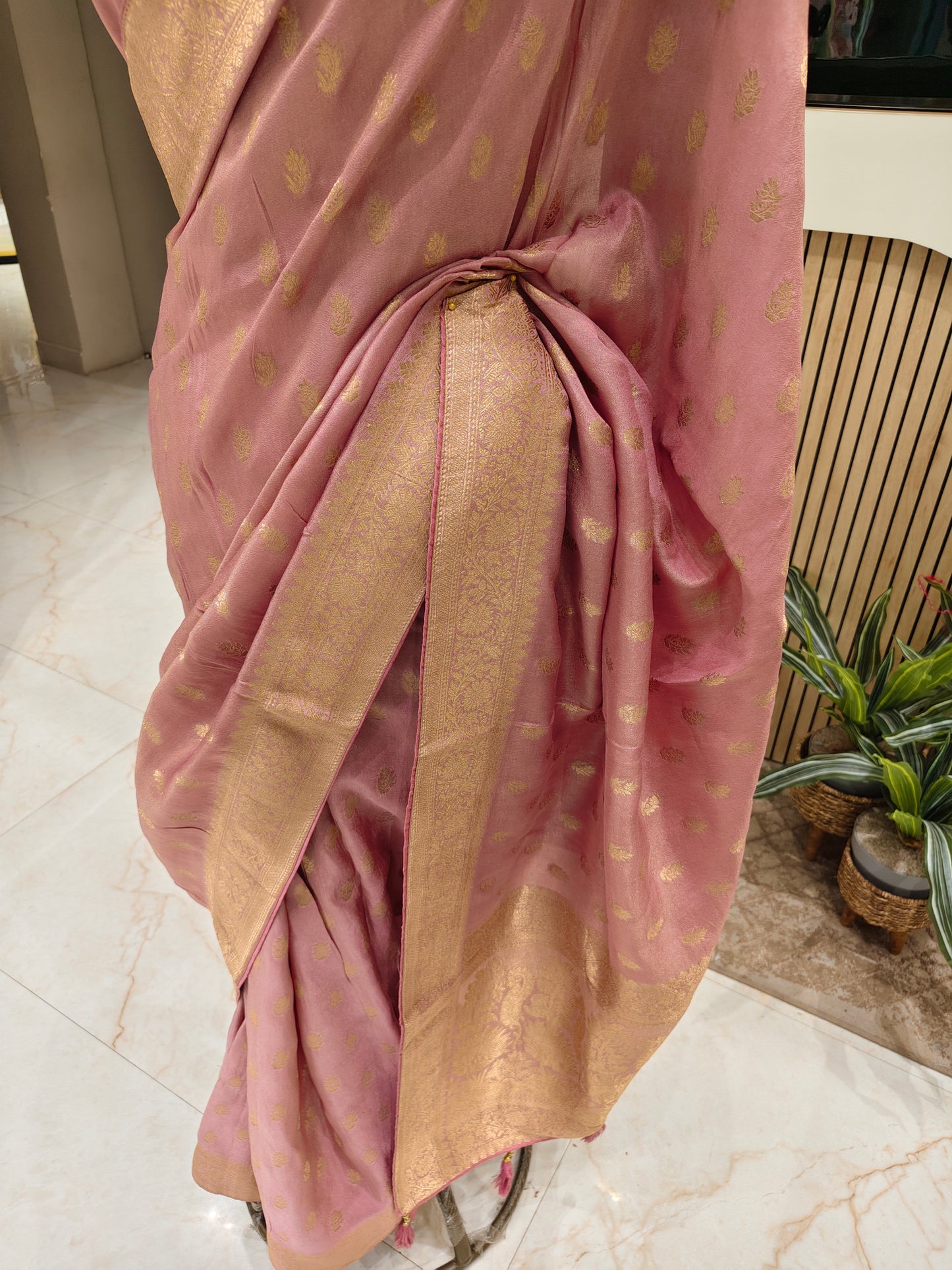Pink Silk Woven Saree