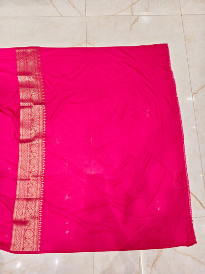 Rani Pink Zari Woven Saree