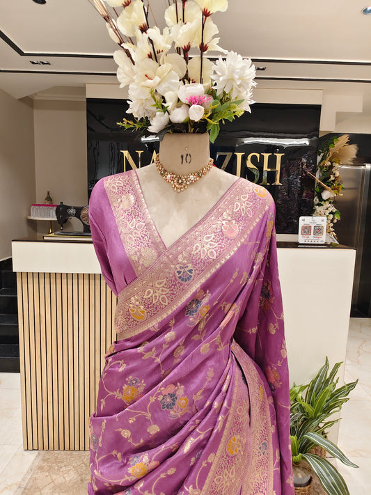 Lavender Meena Kari Silk Saree