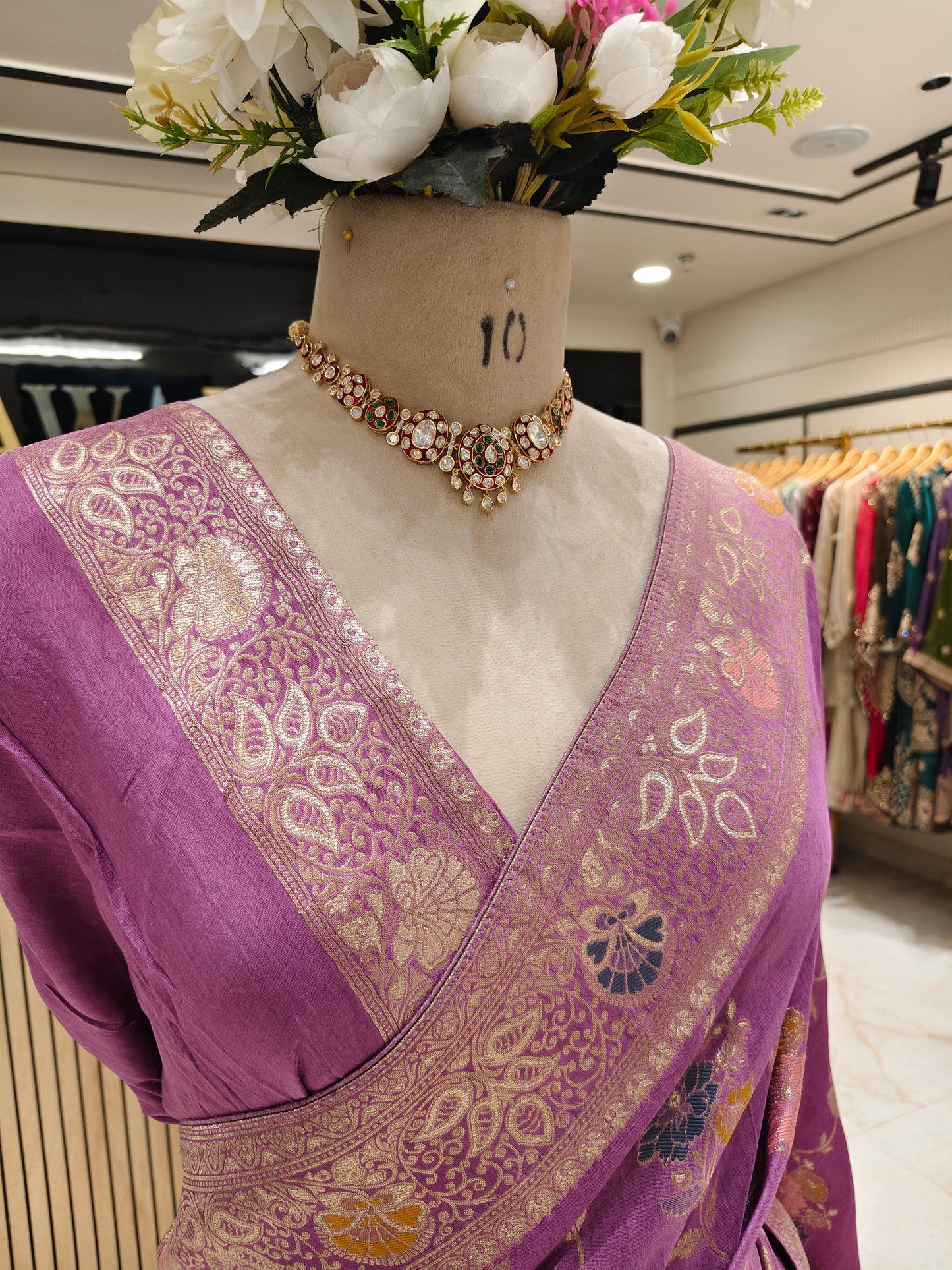 Lavender Meena Kari Silk Saree