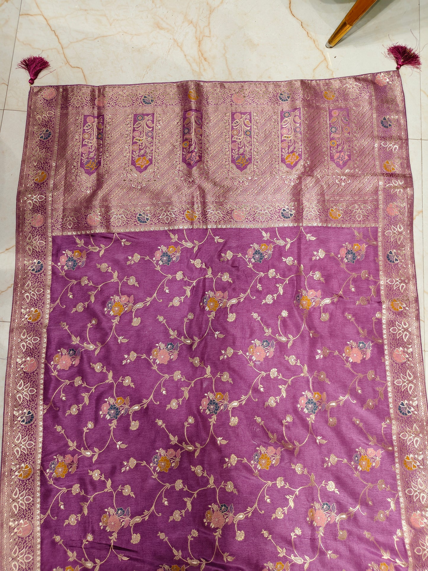 Lavender Meena Kari Silk Saree