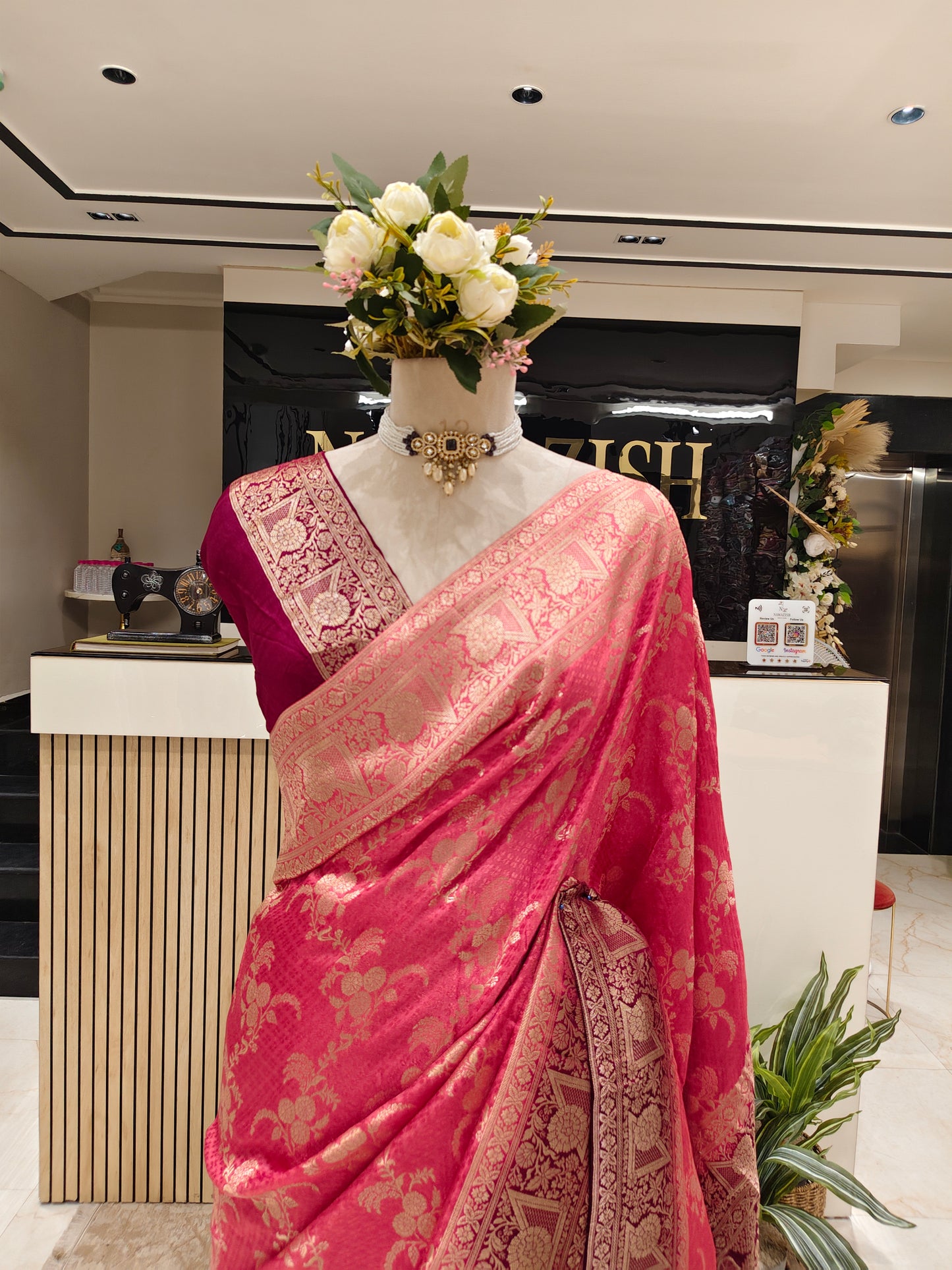 Onion Pink Dola Silk Saree