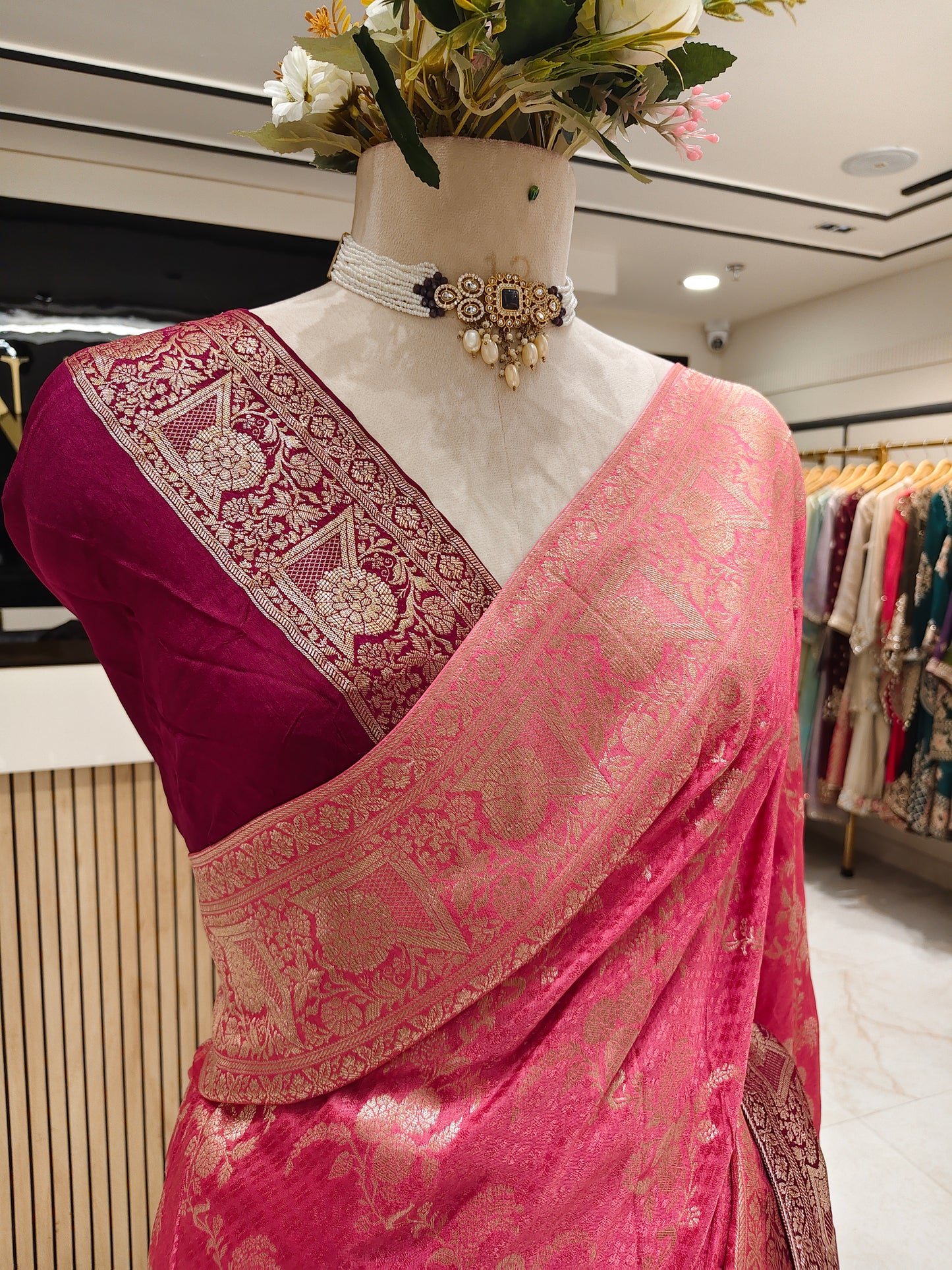 Onion Pink Dola Silk Saree