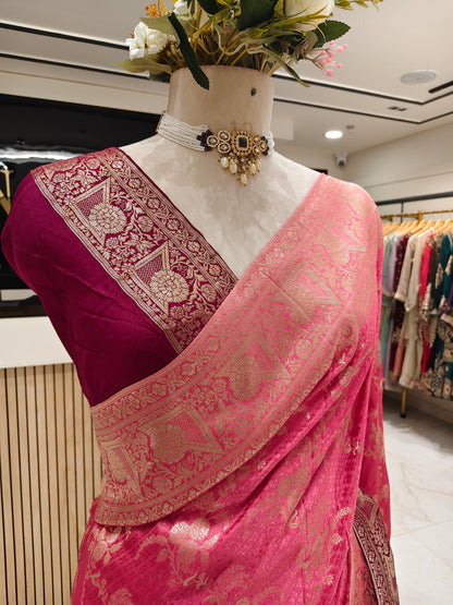 Onion Pink Dola Silk Saree