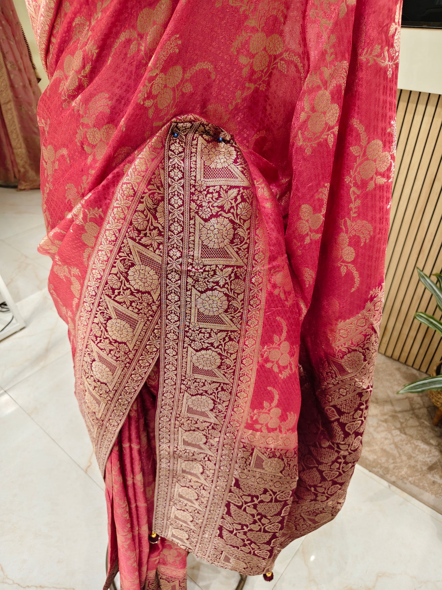 Onion Pink Dola Silk Saree