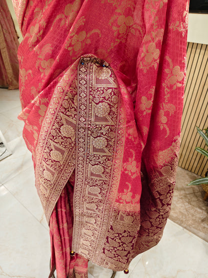 Onion Pink Dola Silk Saree