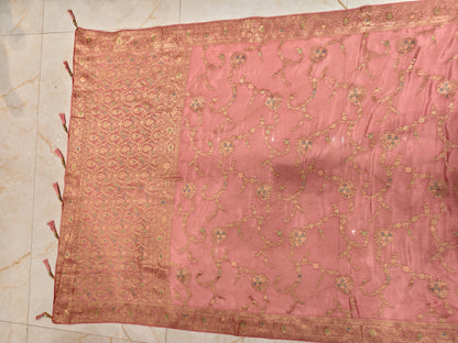 Onion Pink Zari Meena Kari Saree