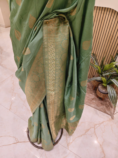 Pista Green Dola Silk Saree