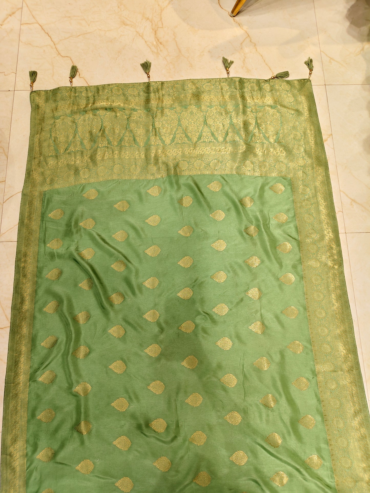 Pista Green Dola Silk Saree