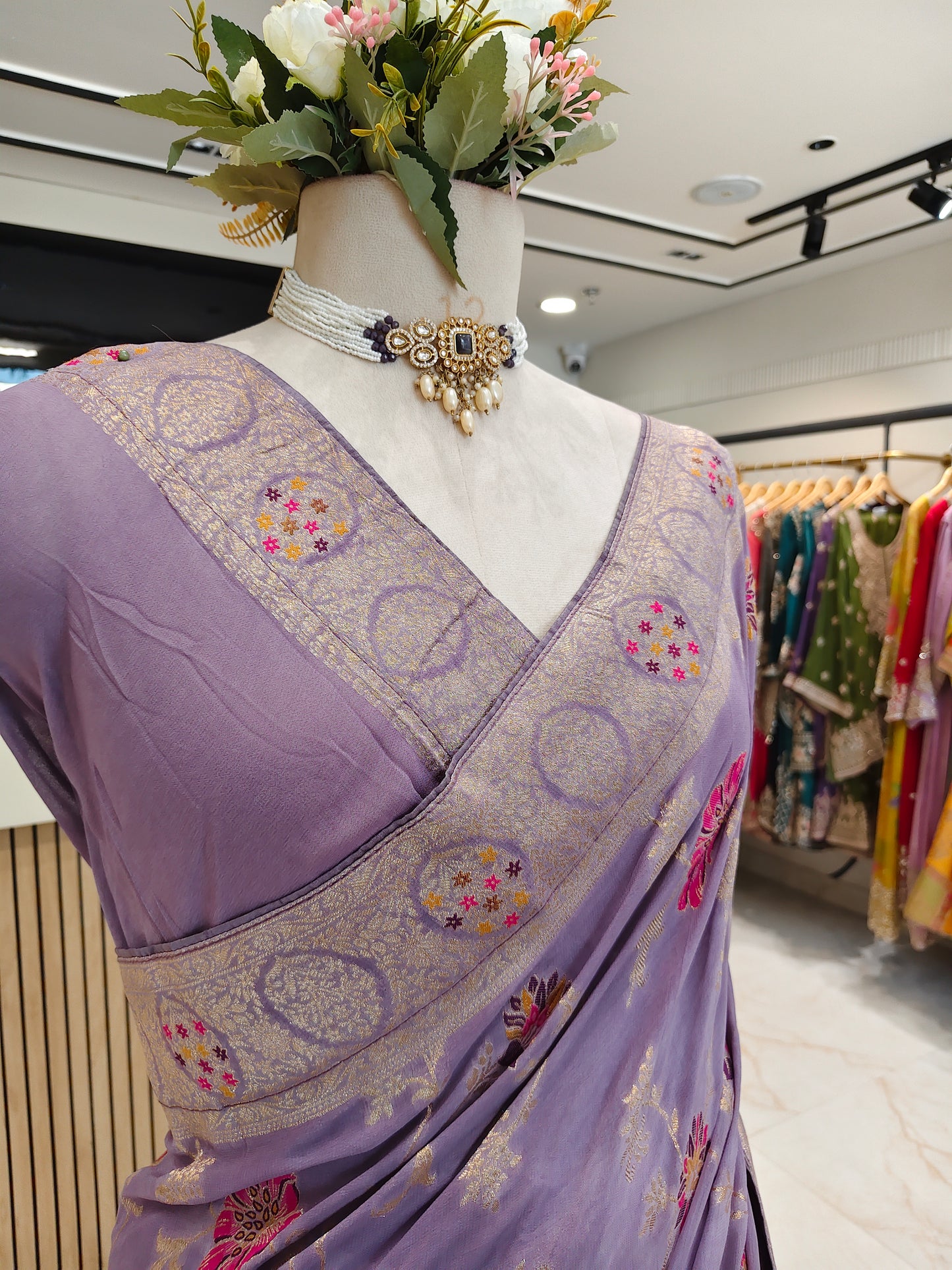 Purple Georgette Meena Kari Saree