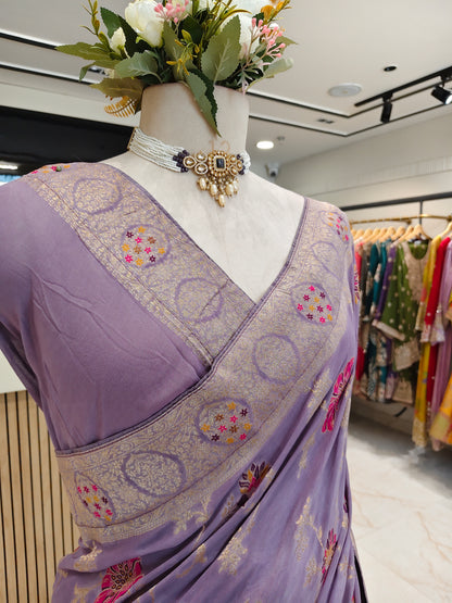 Purple Georgette Meena Kari Saree
