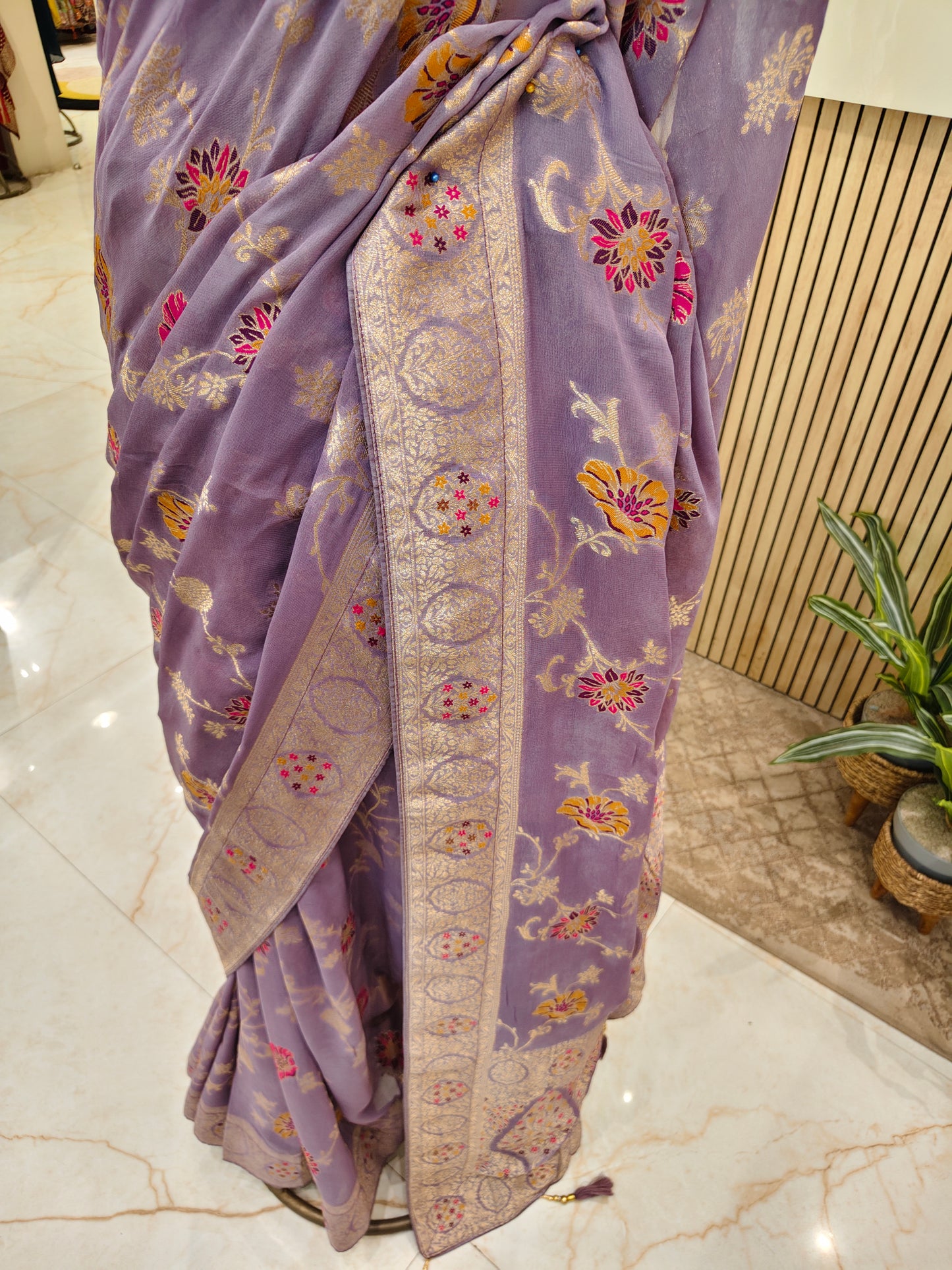 Purple Georgette Meena Kari Saree