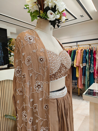 Light Brown Drape Skirt Set