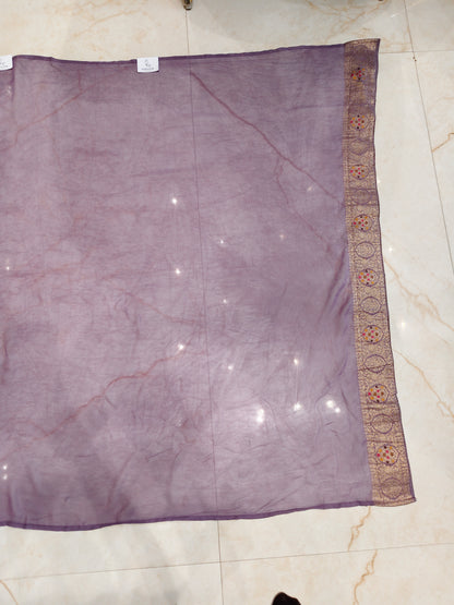 Purple Georgette Meena Kari Saree