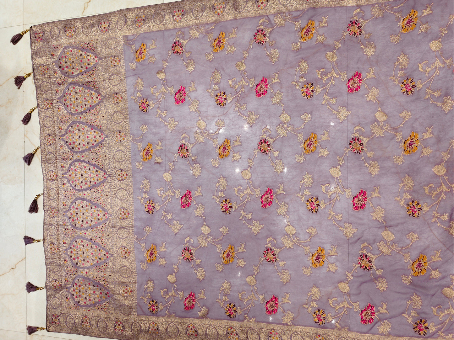 Purple Georgette Meena Kari Saree