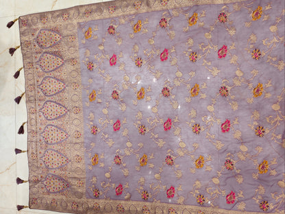 Purple Georgette Meena Kari Saree