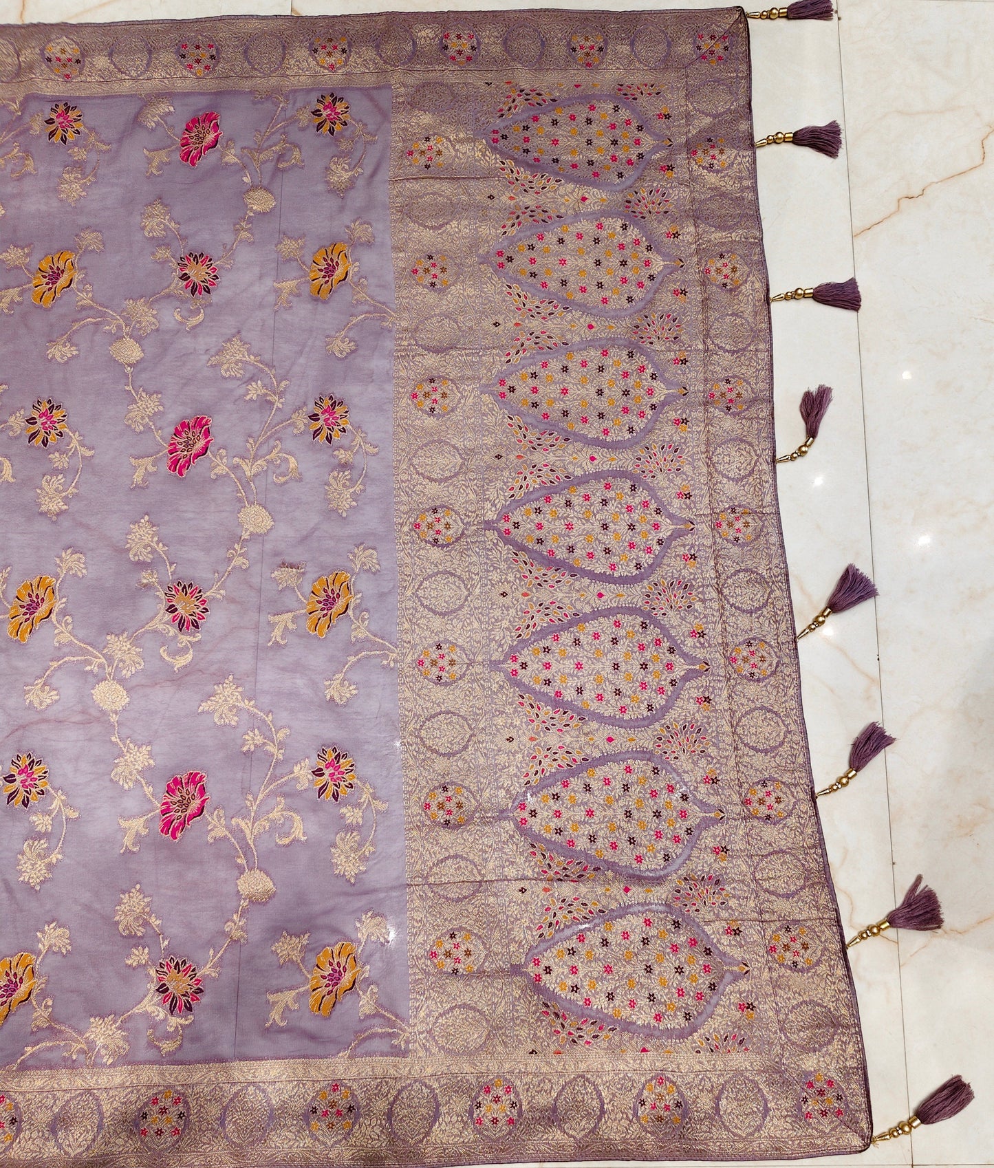 Purple Georgette Meena Kari Saree