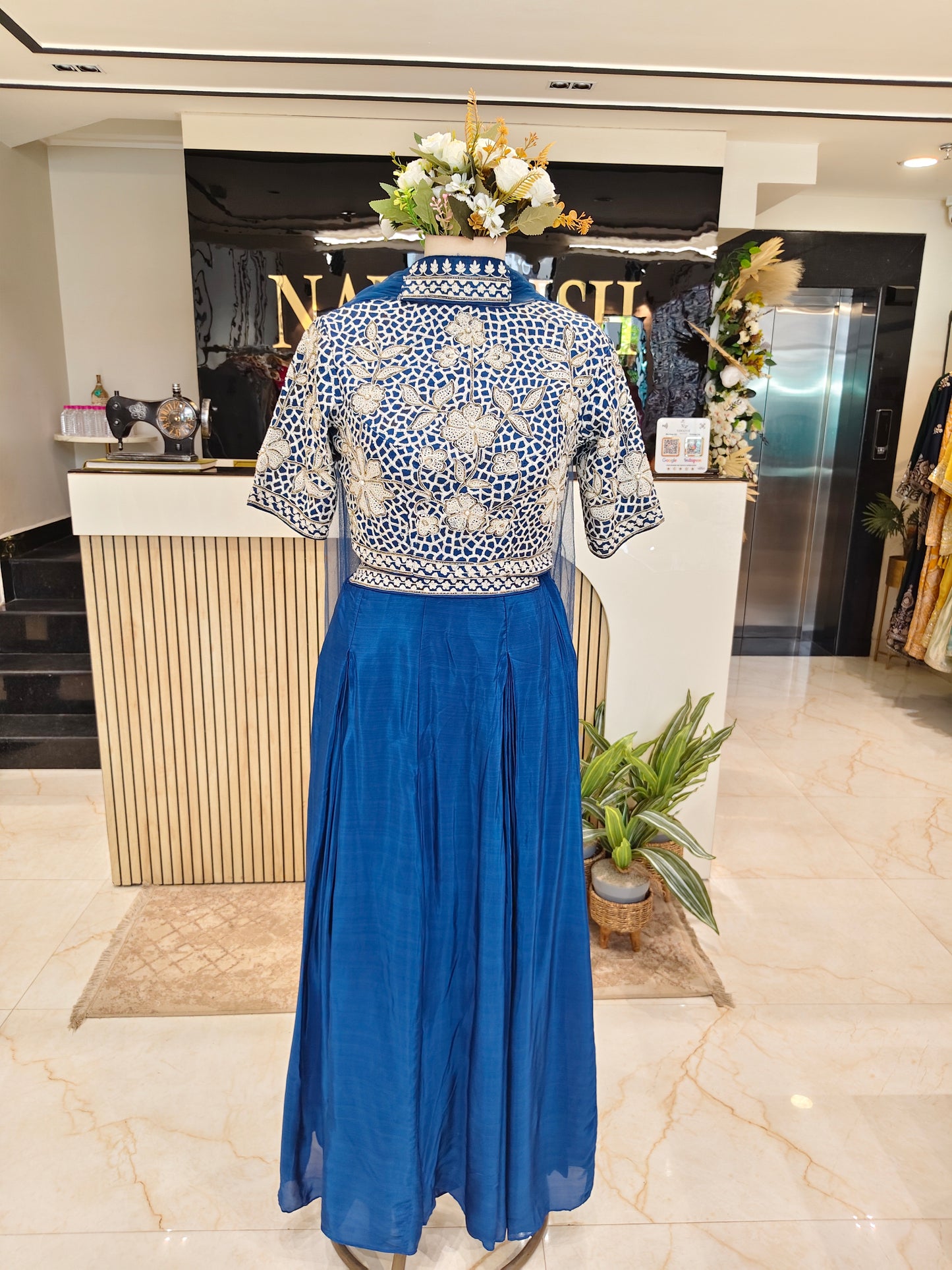 Blue Choker Palazzo Set