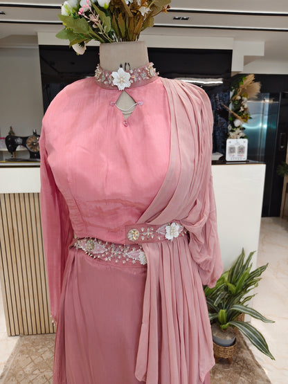 Onion Pink Drape Sharara Set