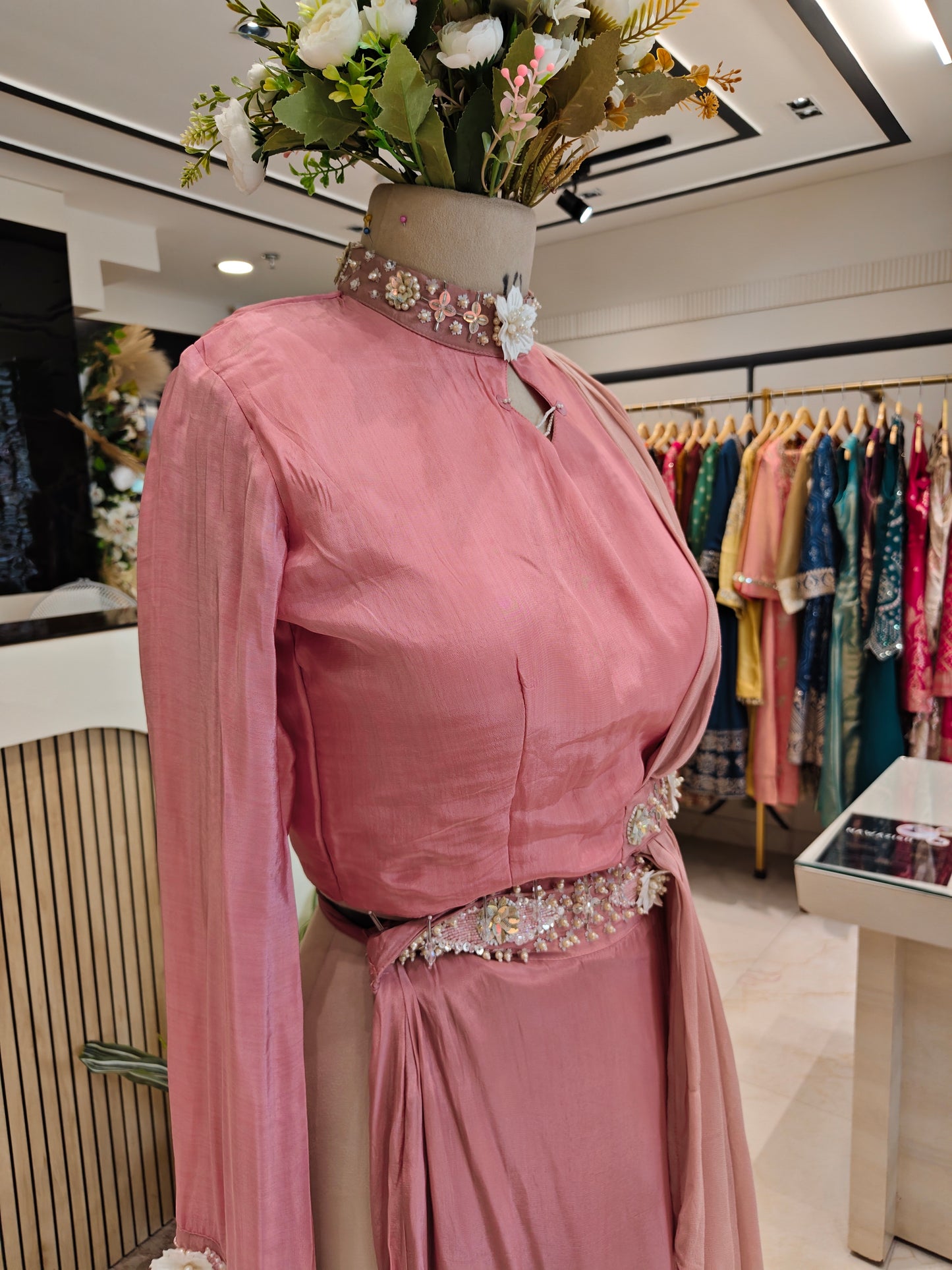 Onion Pink Drape Sharara Set