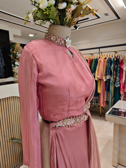Onion Pink Drape Sharara Set