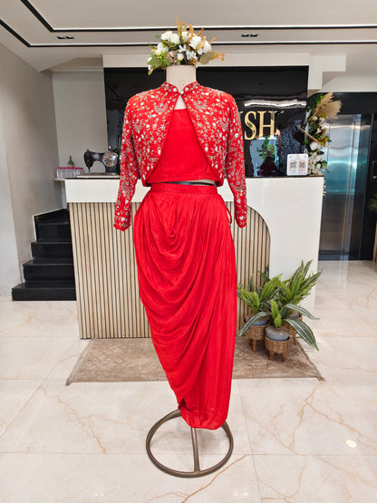 Orange Drape Skirt Set