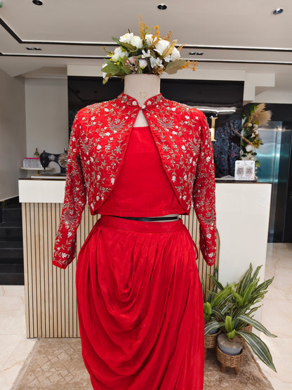 Orange Drape Skirt Set