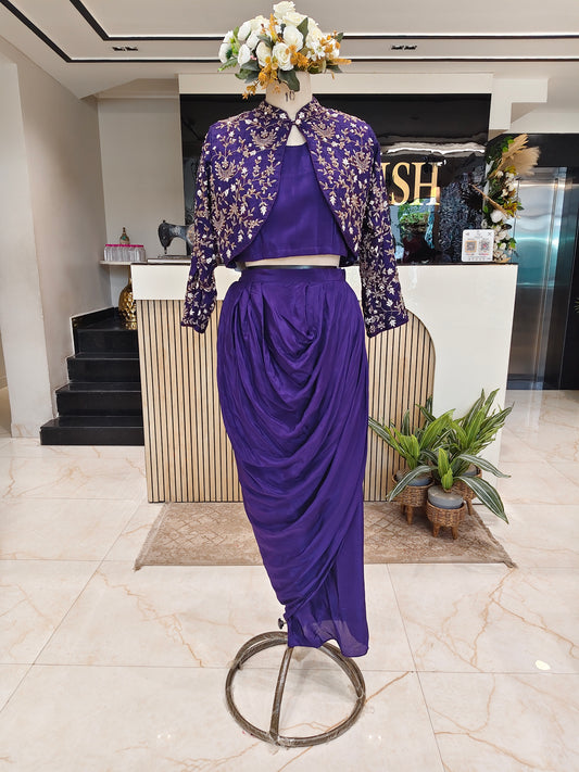 Purple Drape Skirt Set