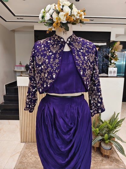 Purple Drape Skirt Set