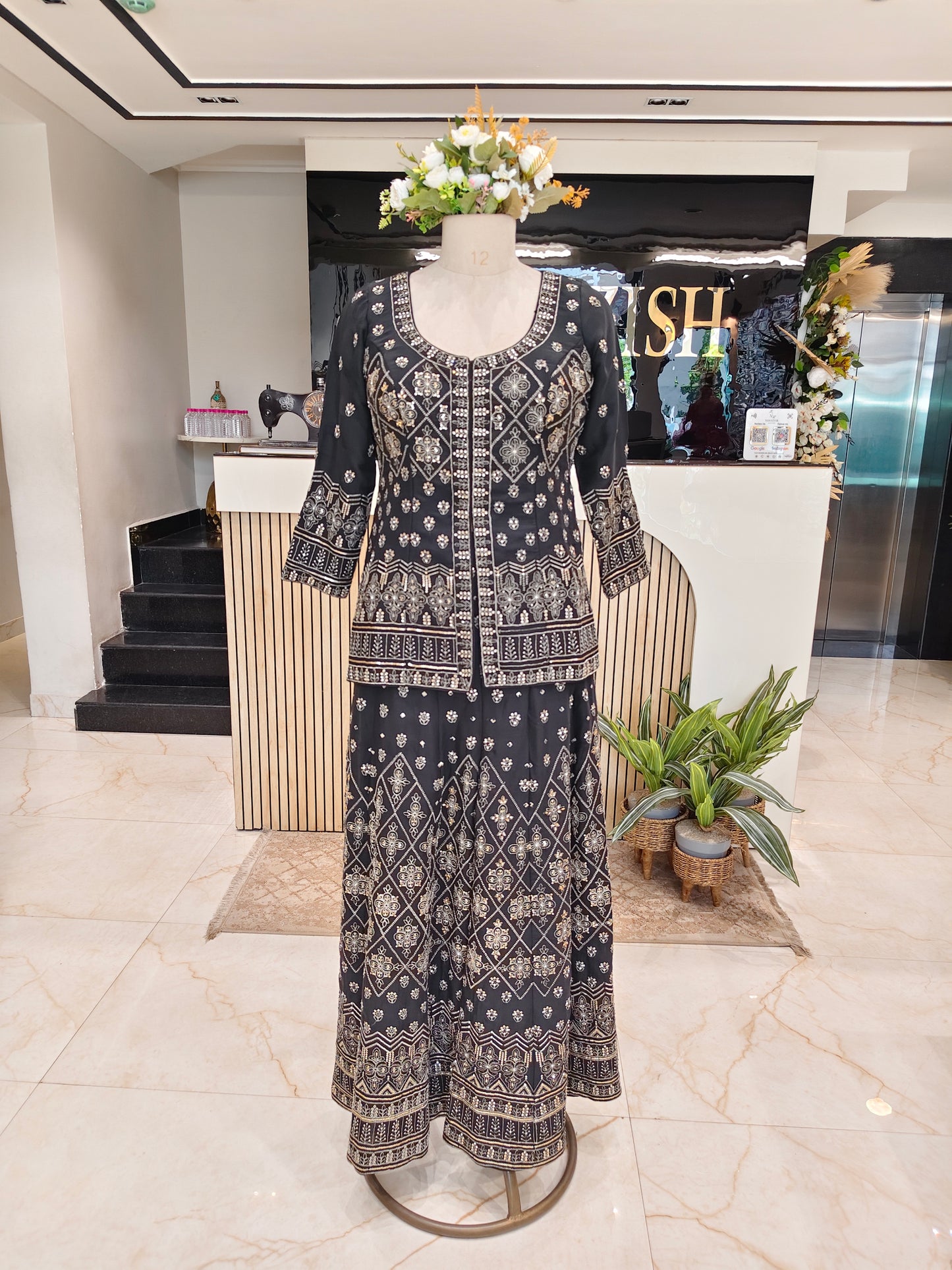 Black Blazer Sharara Set