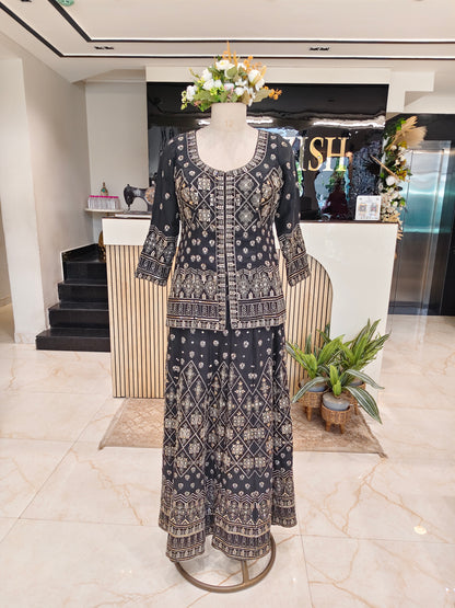 Black Blazer Sharara Set