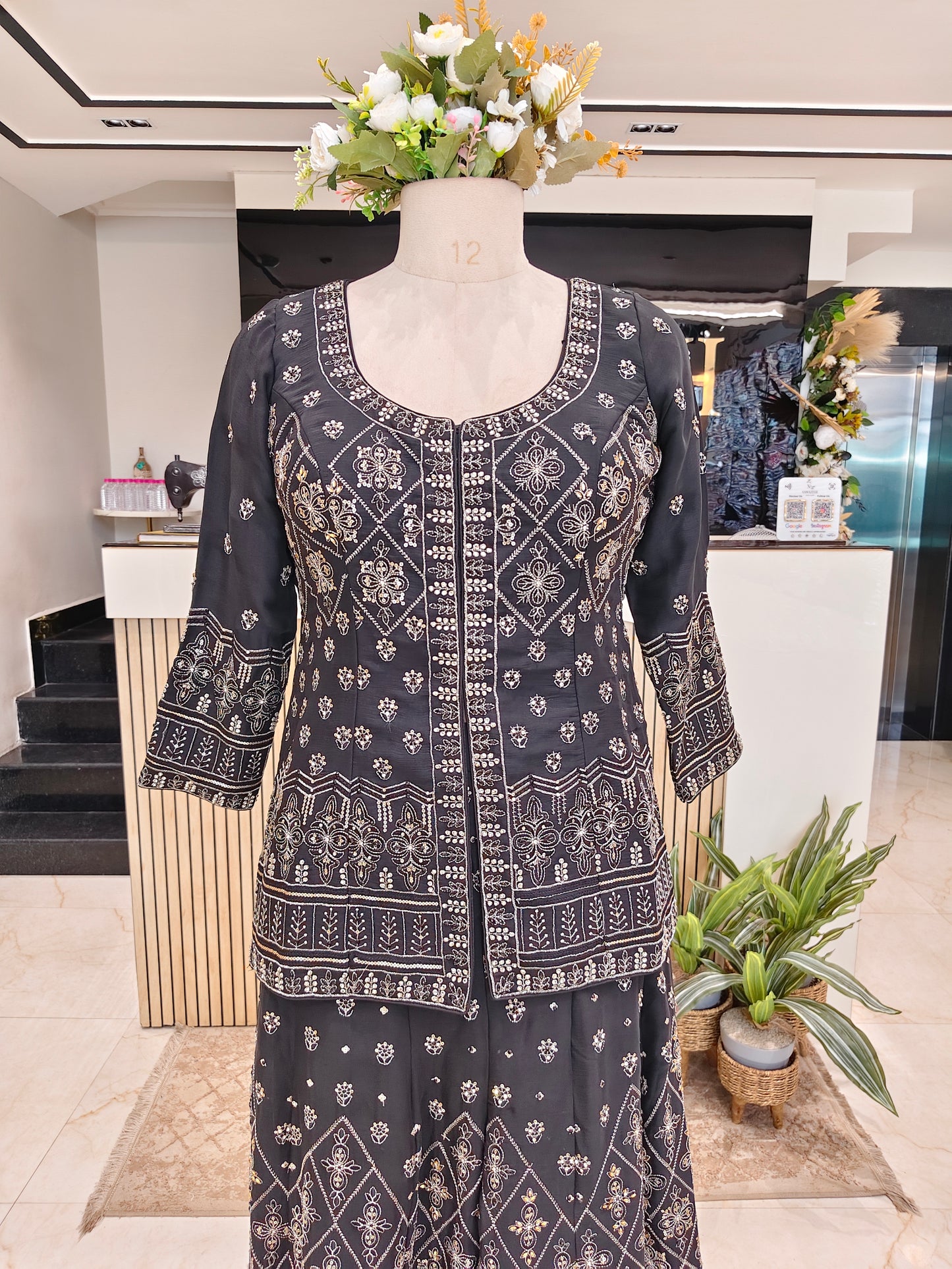 Black Blazer Sharara Set