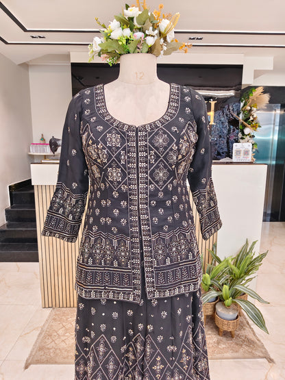 Black Blazer Sharara Set