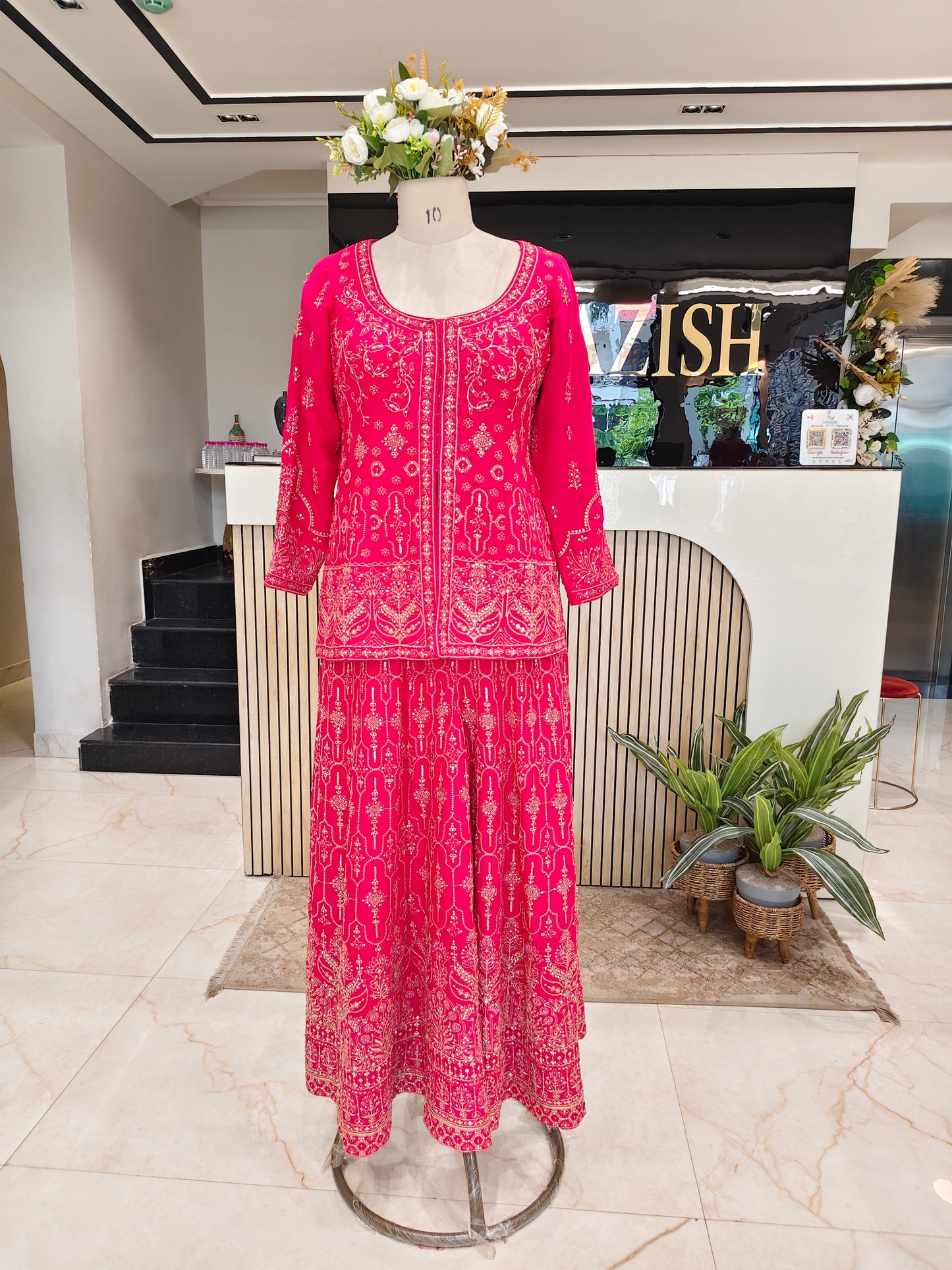 Rani Pink Blazer Sharara Set