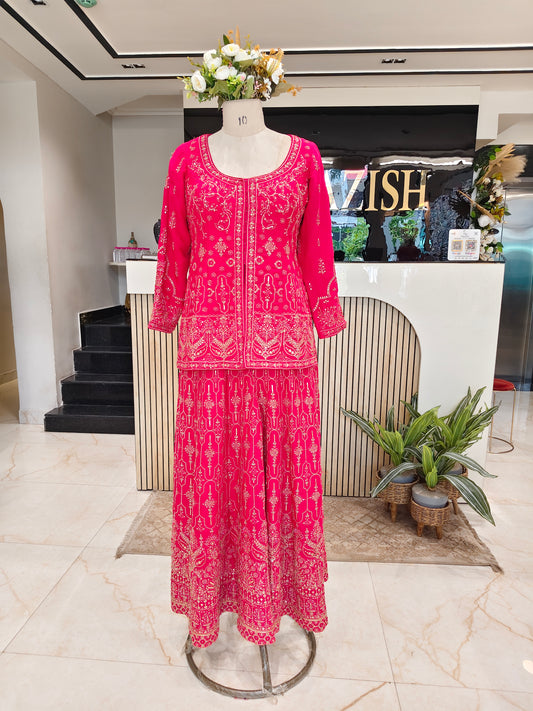 Rani Pink Blazer Sharara Set