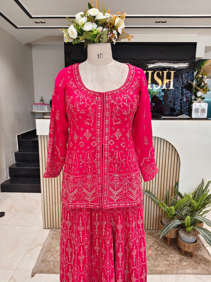 Rani Pink Blazer Sharara Set