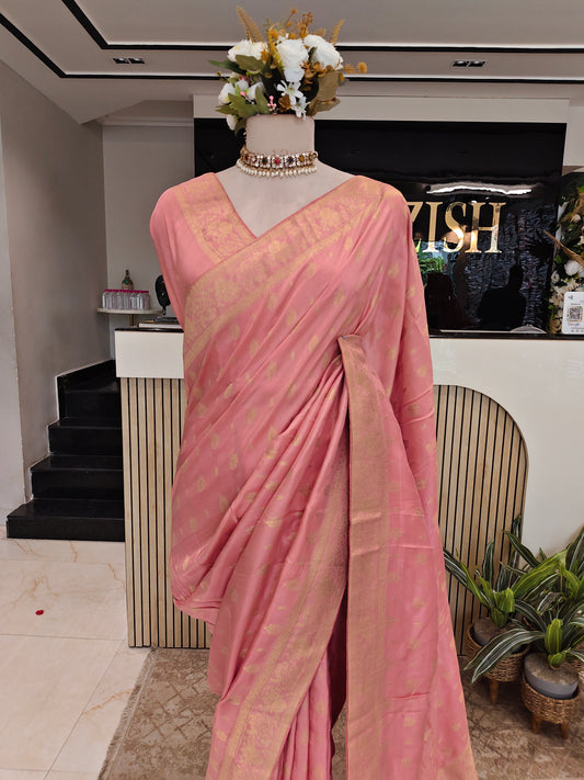 Baby Pink Dola Silk Saree