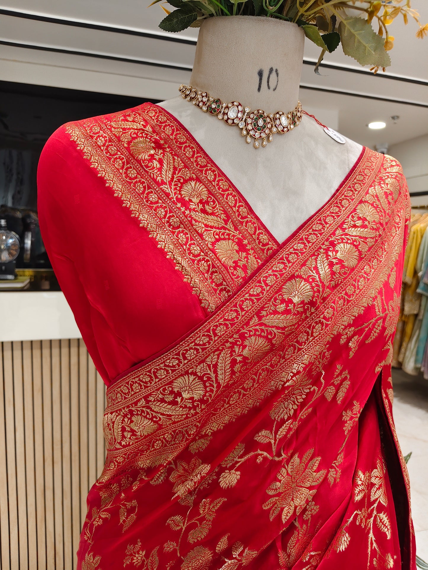 Red Satin Weaving Saree